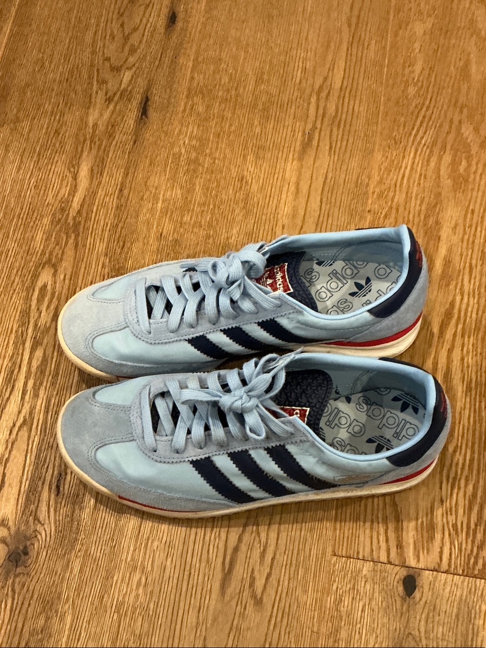 adidas Men’s Light Blue Sneakers with Navy Stripes